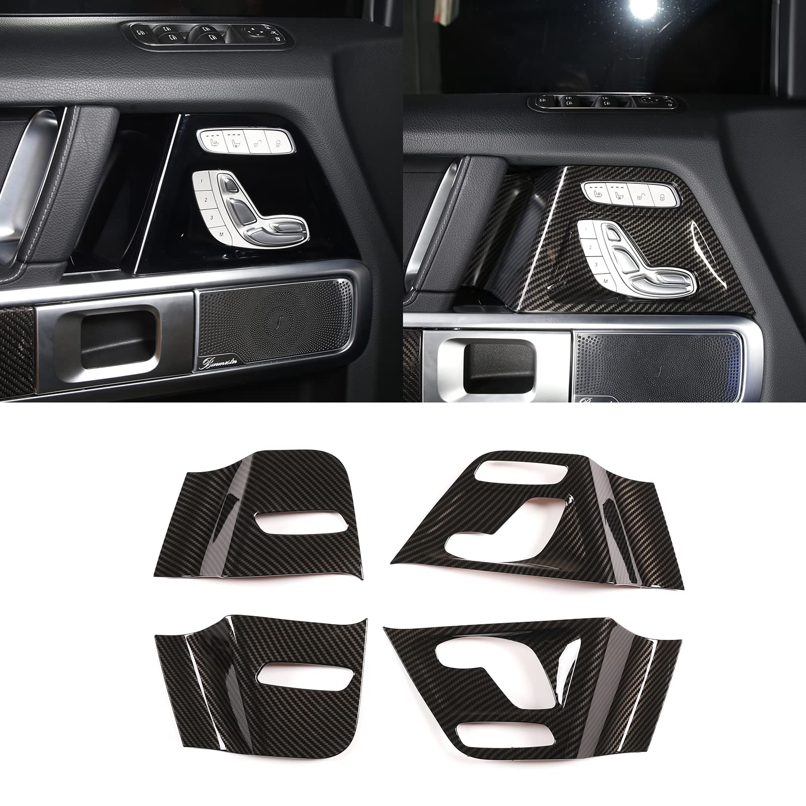 TOYCIDFG Interior Side Seat Adjustment Knob Button Panel Frame Decor Cover Trim ABS Carbon Fiber Pattern for Benz G Class W463 G350 400 G55 G63 2019 2020