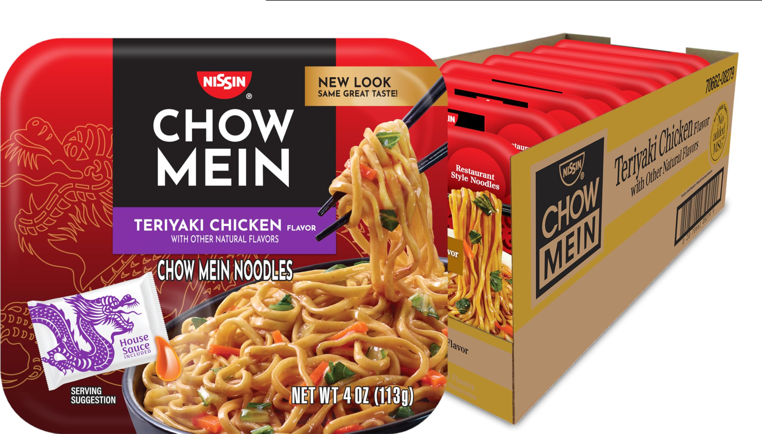 Nissin Chow Mein Teriyaki, Chicken, 4 Ounce (Pack of 8)