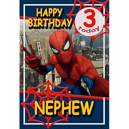 Spiderman Birthday Card for Nephew Age 3 – Full Colour Inside - Posted ...