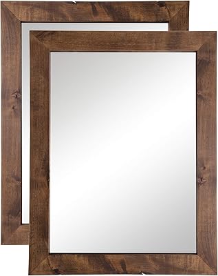 Drakestone Designs Farmhouse Bathroom Vanity Mirror, 24" x 31", Walnut Finish, 2-Pack