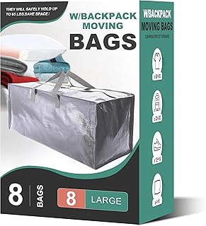 WTREE Heavy Duty Moving Bags, Extra Large Storage Totes W/Backpack Straps Strong Handles & Zippers, Alternative to Moving ...