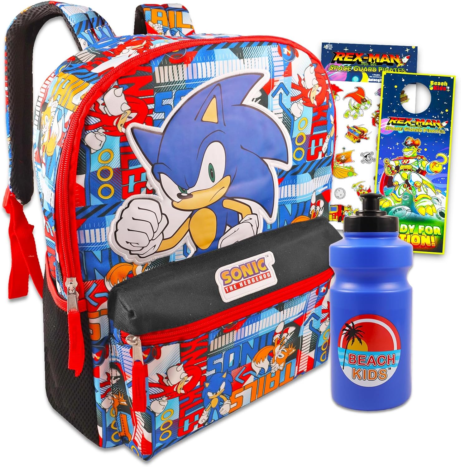 Amazon.com | Sonic the Hedgehog Backpack for Boys 4-6 - Bundle with 16 ...