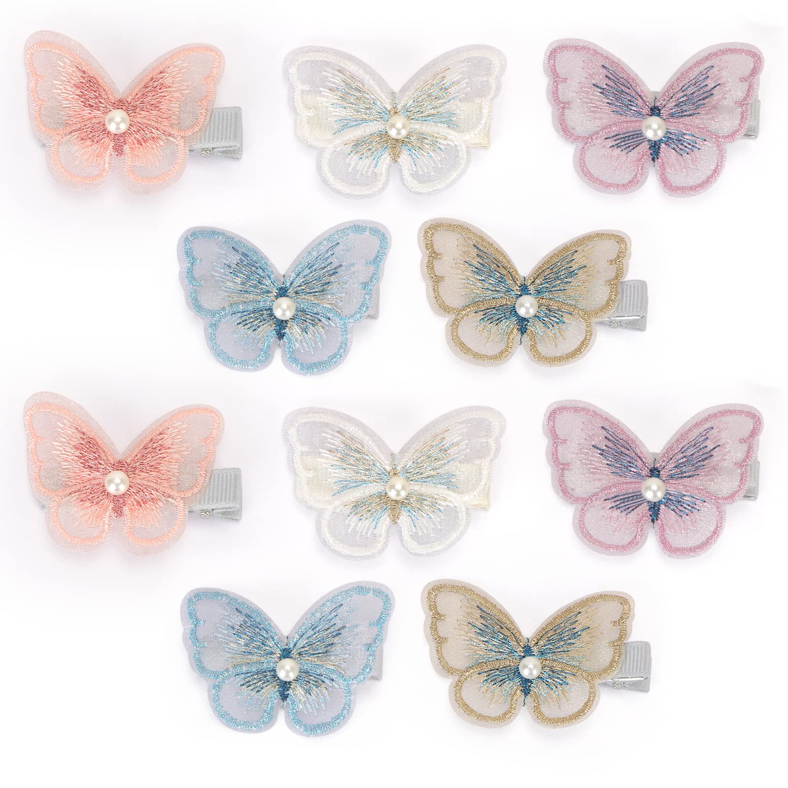 Songaa Small Hair Clips (10 Pcs) Butterfly Hairpins, DIY Craft Embroidered Hair Clips Mini Cute Barrettes Hair accessories Hair Pin for Girls Women Teens Toddler