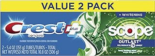 Crest +X 40mm Outlast Complete Whitening Toothpaste, Mint, 5.4 Oz, Pack Of 2, 4.050 Lb (Pack Of 2)