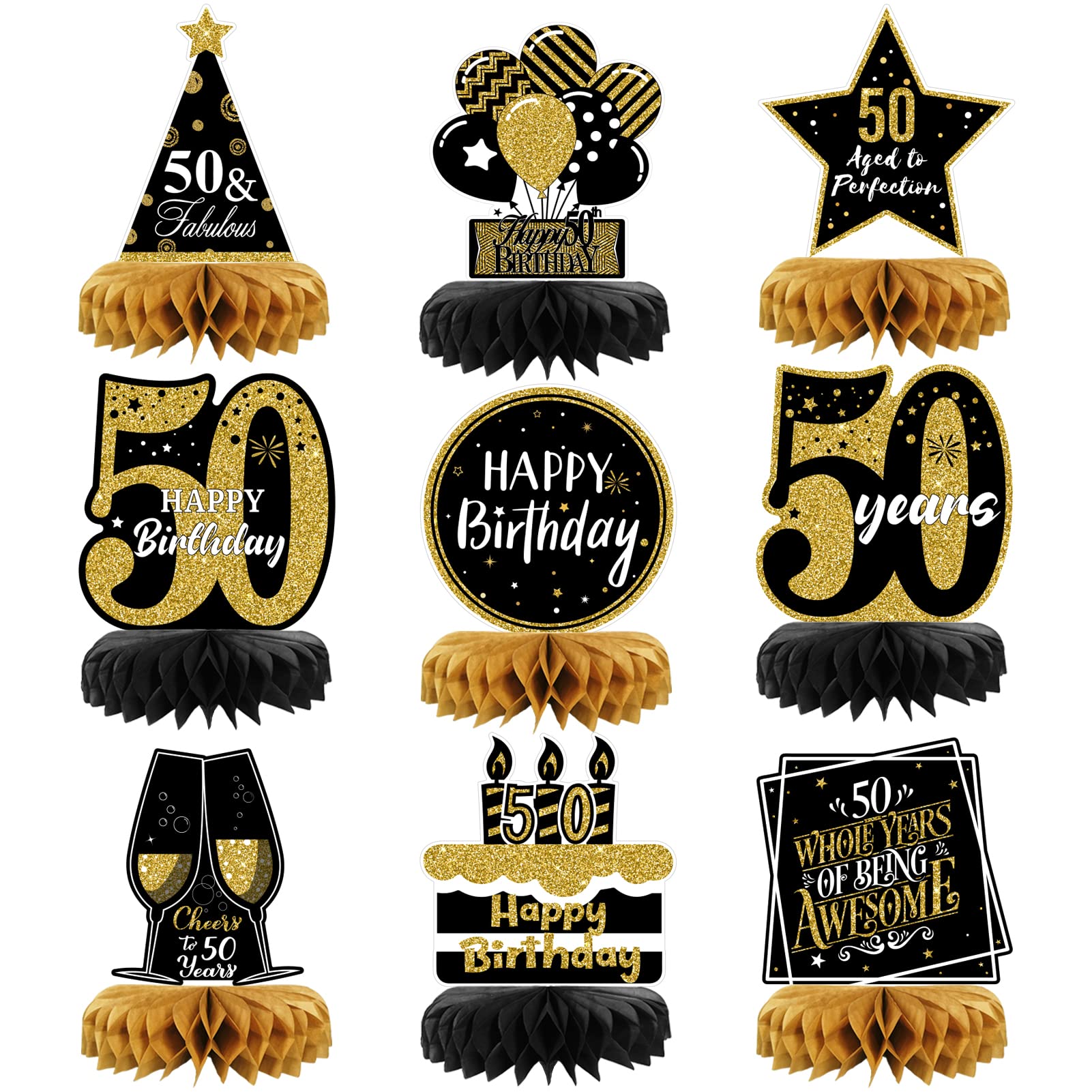 Amazon.com: 9 Pieces 50th Birthday Decorations 50th Birthday ...