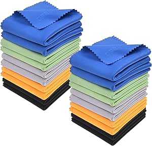 Eco-Fused Microfiber Cleaning Cloth - 12x12 Inch Microfiber Cloth - Pack of 20 Large Cleaning Cloths - Microfiber Cleaning Cloth for Electronics and Monitors