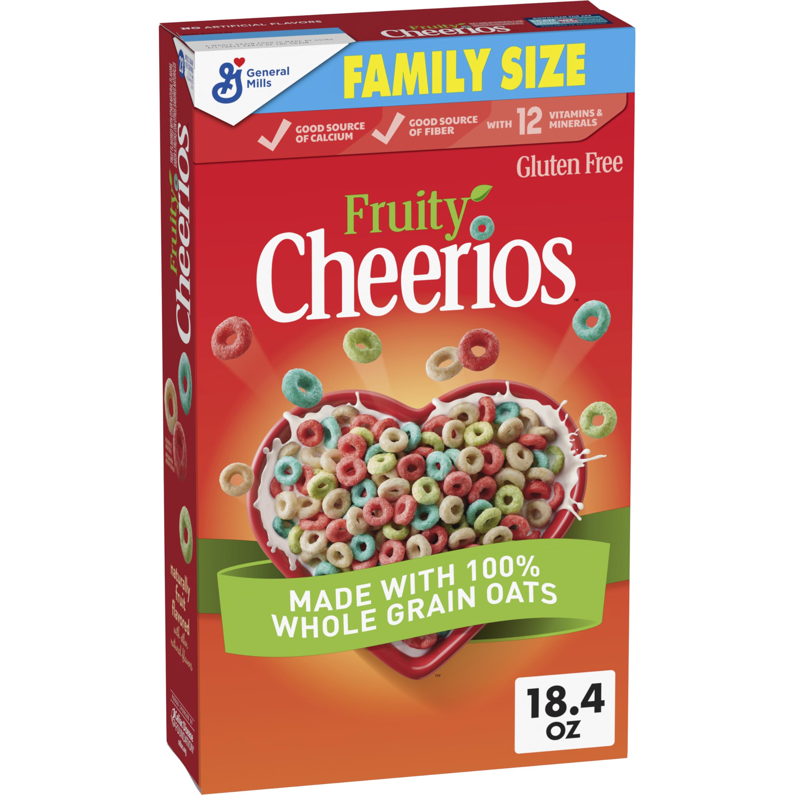 Fruity Cheerios Cereal, Heart Healthy Cereal, Made With 100% Whole Grain Oats, Family Size, 18.4 oz