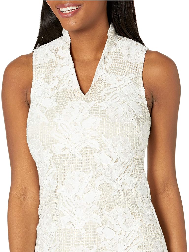 Vince Camuto Lace High Neck Bodycon with Scallop Hem