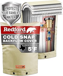 Redford Supply Co. Cold Snap (5°F) Backflow Preventer Insulation Cover, 16" W x 20" H, Pipe Insulation, Water Sprinkler Co...