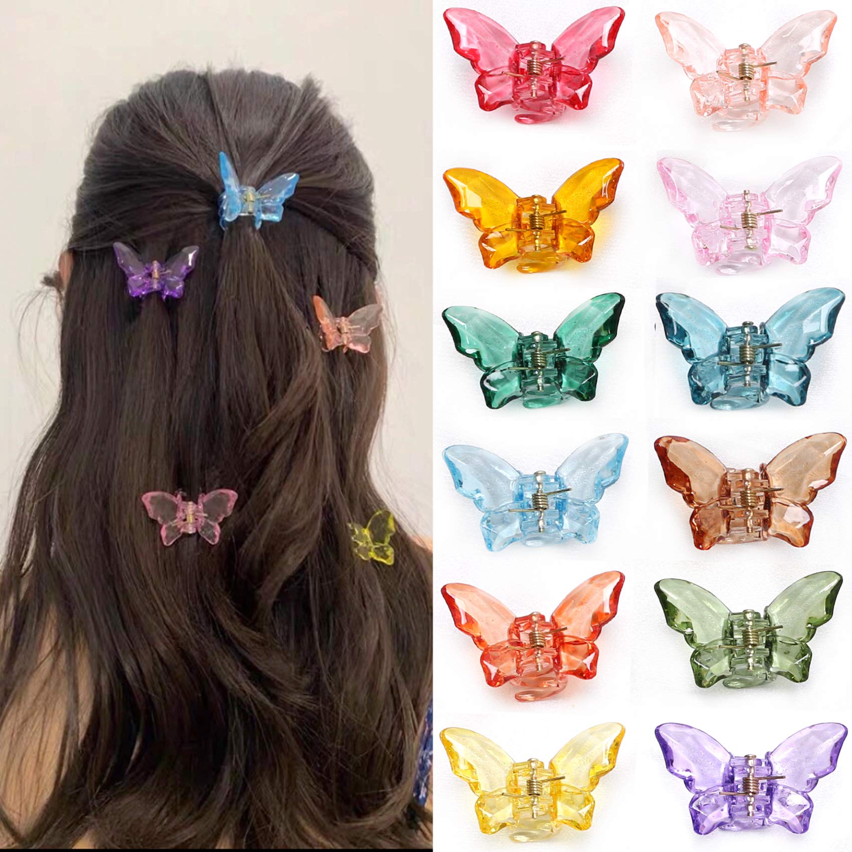 NAISIER Hair Claw Clips Jaw Clips 1.8 inch Clear Butterfly Hair Accessories for Girls and Women (Small sized, 24 pack)