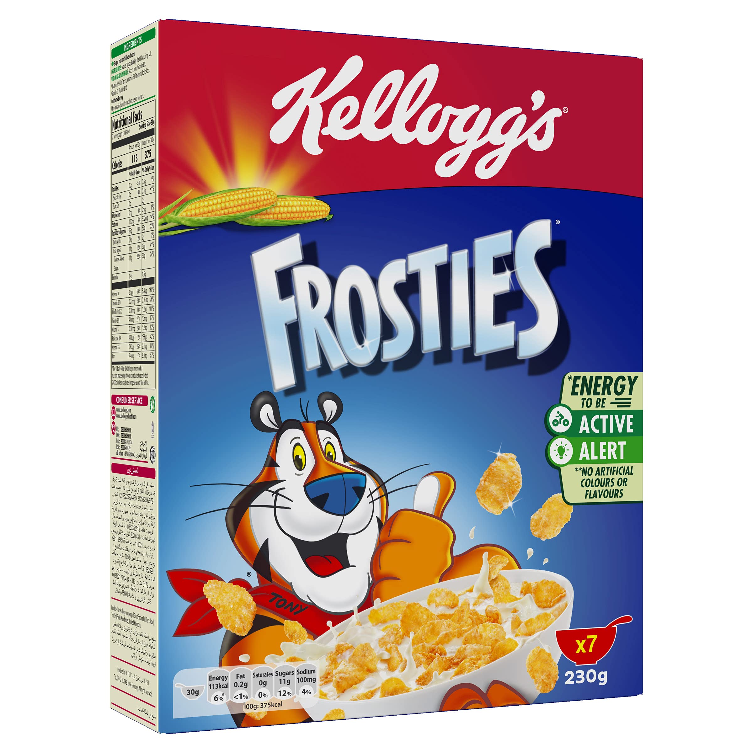 Kellogg's Frosties Cereal | 230g | Crunchy Cornflakes with Sweet Frosting | Tasty & Nourishing Breakfast | Source of Fibre | Rich in Vitamin B1, B2, B3 & Iron | Breakfast & Snacks