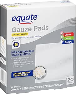 Equate Antibacterial Gauze Pads, 20.4 inches x 4 inches, 20 Ct