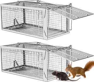 2 Pack Humane Rat Traps - Rodent Trap for Squirrel Mouse Rat Mice, Live Rat Traps Catch & Release for Indoors and Outdoor...