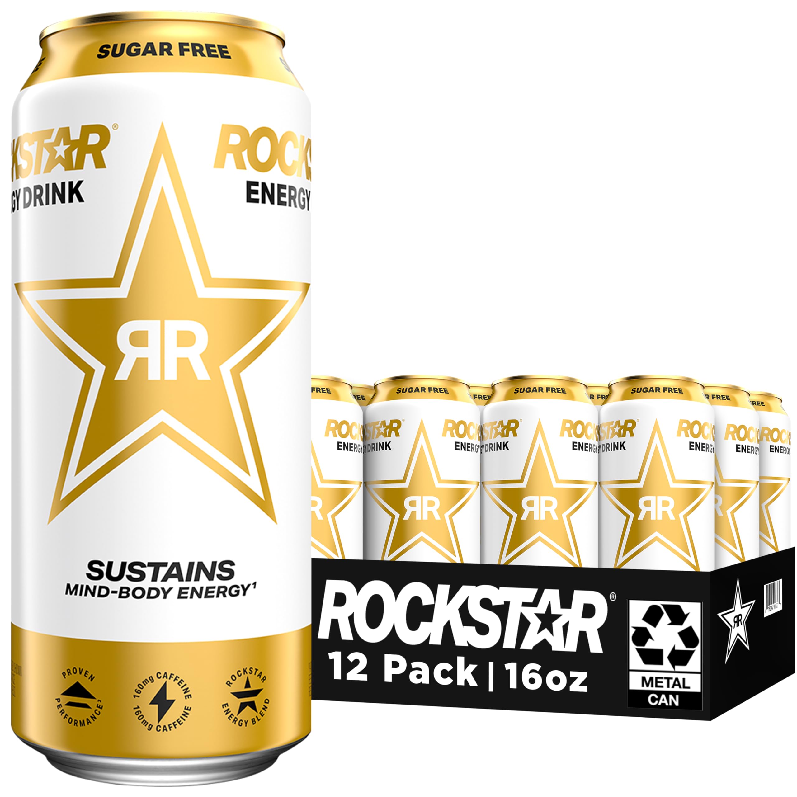 RockstarSugar Free Energy Drink, 16 Fl Oz Cans (Pack of 12) (Packaging May Vary)