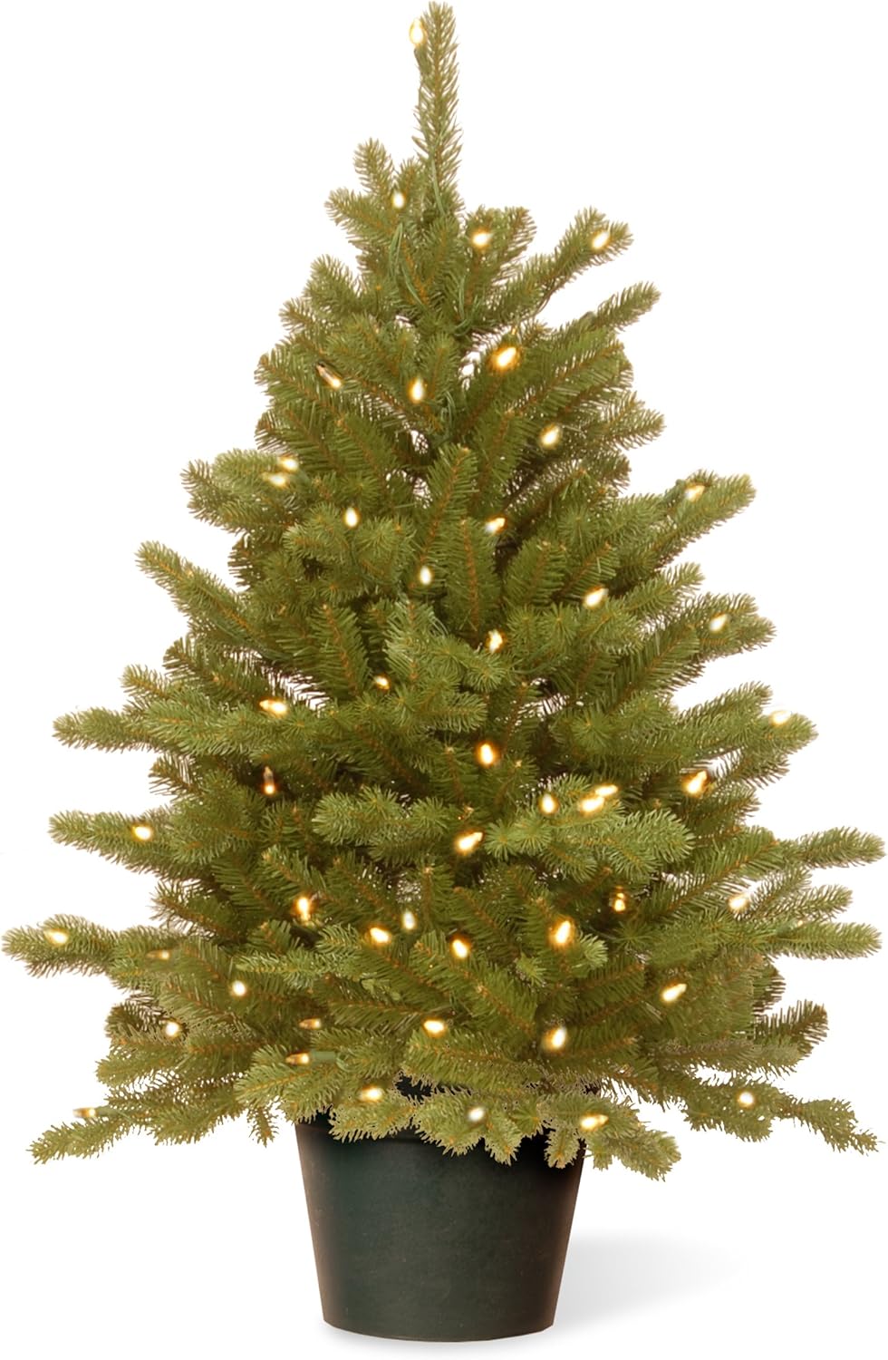 National Tree Company 'Feel Real' Artificial Christmas Tree For Entrances| Includes White Lights and Stand | Hampton Spruce - 3 ft