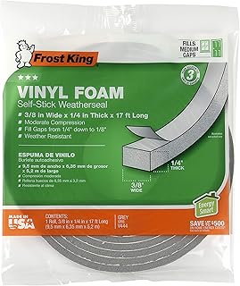 Frost King V734H Vinyl Foam Tape - Closed Cell - Moderate Compression, 3/4" W, 1/2" Thick, 10' L, Grey,Gray