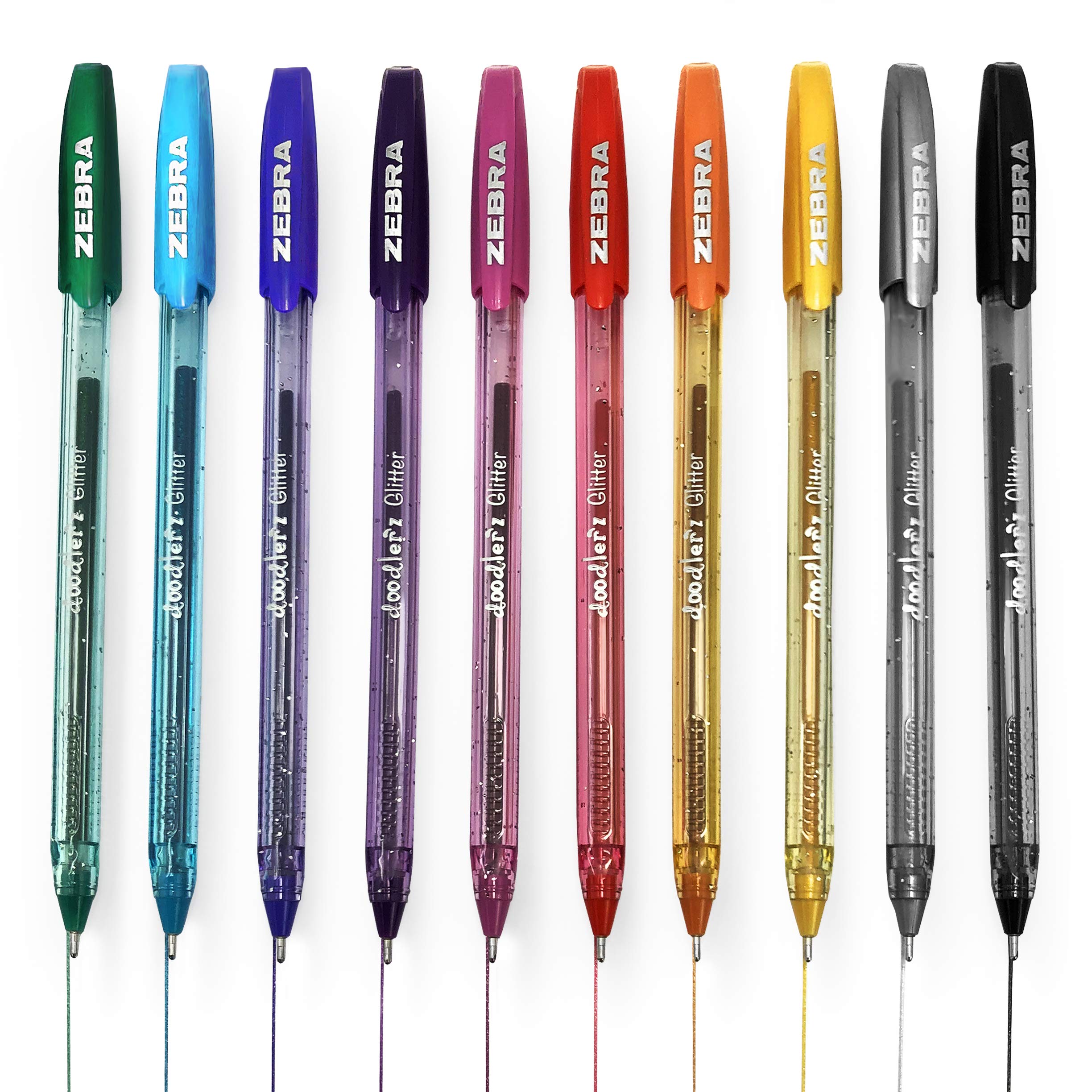 Zebra Z-Grip Glitter Pens - Doodler'z - 1.0mm - Assorted Glitter Colours - Pack of 10