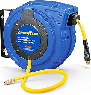 Goodyear Air Hose Reel Retractable 9.5mm x 15m Hybrid Polymer Hose Max 20BAR