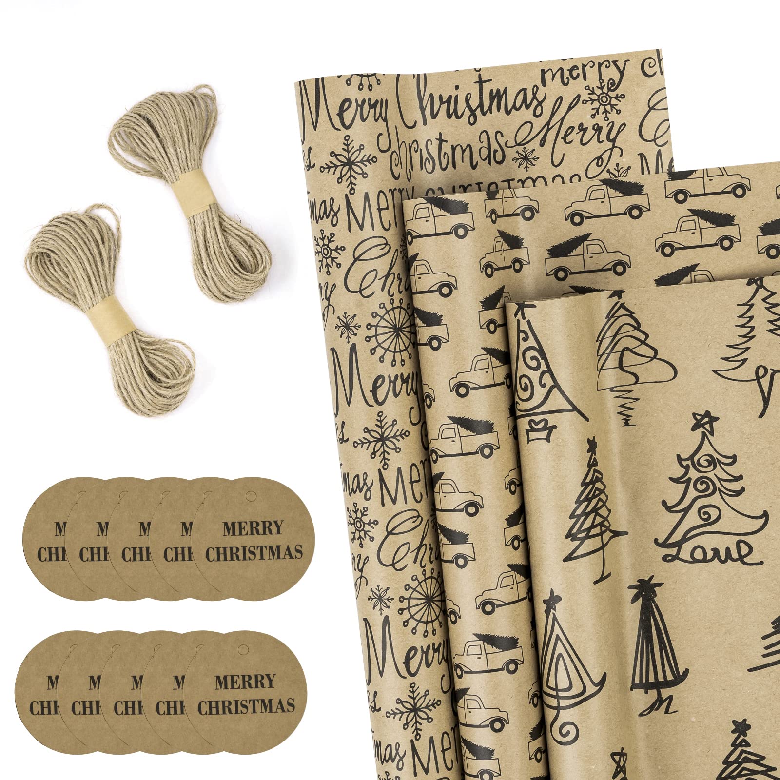 Snapklik.com : RUSPEPA Kraft Christmas Wrapping Paper Roll