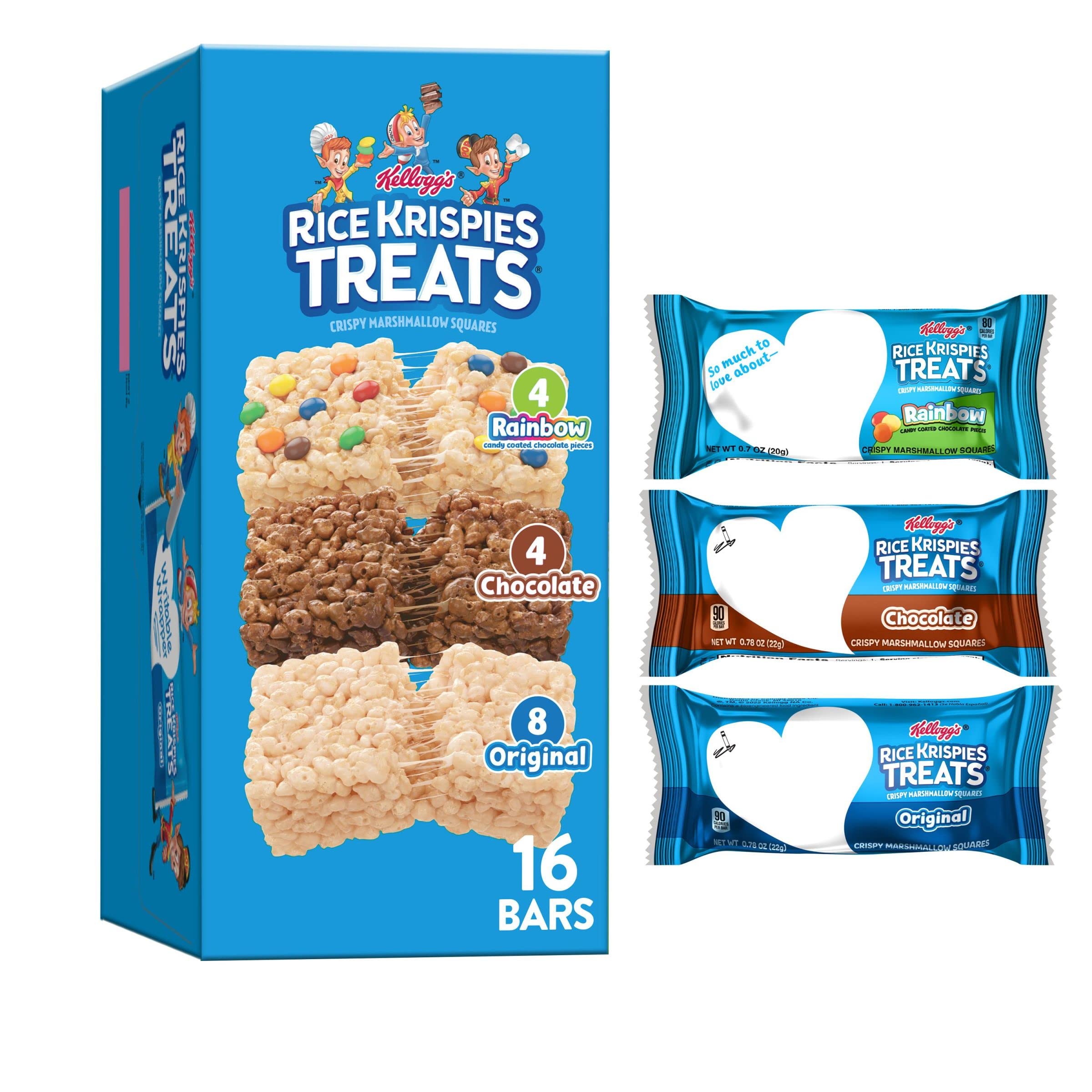 RICE KRISPIES TREATSCrispy Marshmallow Squares, Kids Snacks, Cereal Bars, Variety Pack, 12.1oz Box (16 Bars)