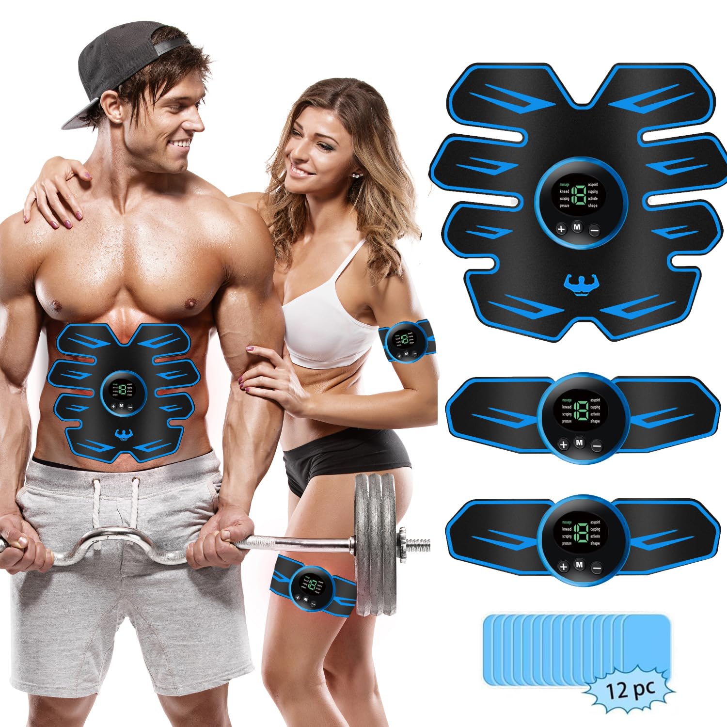 YUCEN ABS Trainer Belt for Abdominal Arm,Safty Effective Quick EMS Muscle Trainer,EMS Muscle Stimulator,Abdominal Muscle,Abs Trainer,Abdominal Muscle Toner,ABS Fit Weight Muscle Training