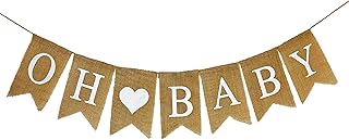 Shimmer Anna Shine Baby Burlap Banner, Oh Baby Banner for Baby Shower Decorations and Gender Reveal Party