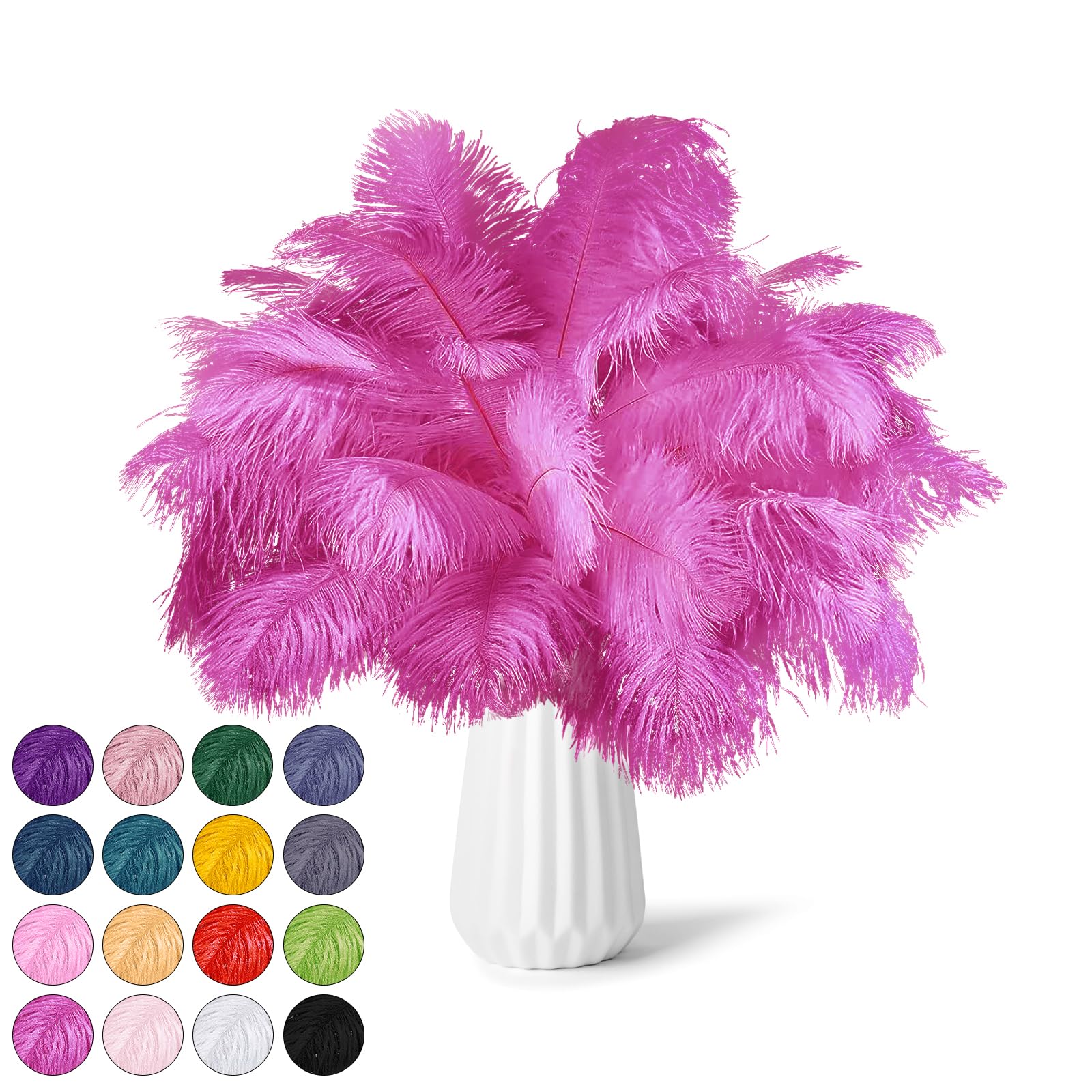 NEWONG 30pcs Rose red Ostrich Feathers Natural Bulk 9-12inch(23-30cm) Vase Craft Wedding Home Party Centerpieces Christmas Day Decoration