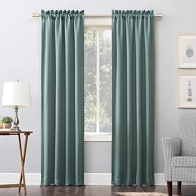 Sun Zero Easton Energy Saving Blackout Rod Pocket Curtain Panel, 40" x 95", Mineral