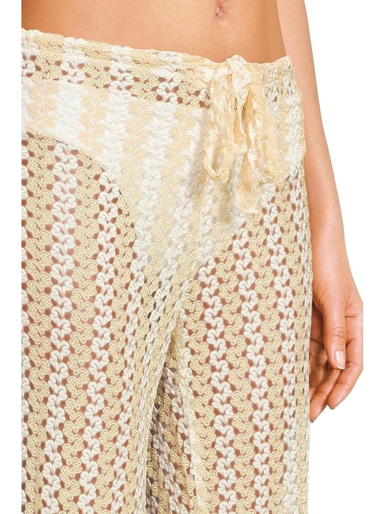 BECCA Golden Metallic Crochet Pants Cover-Up