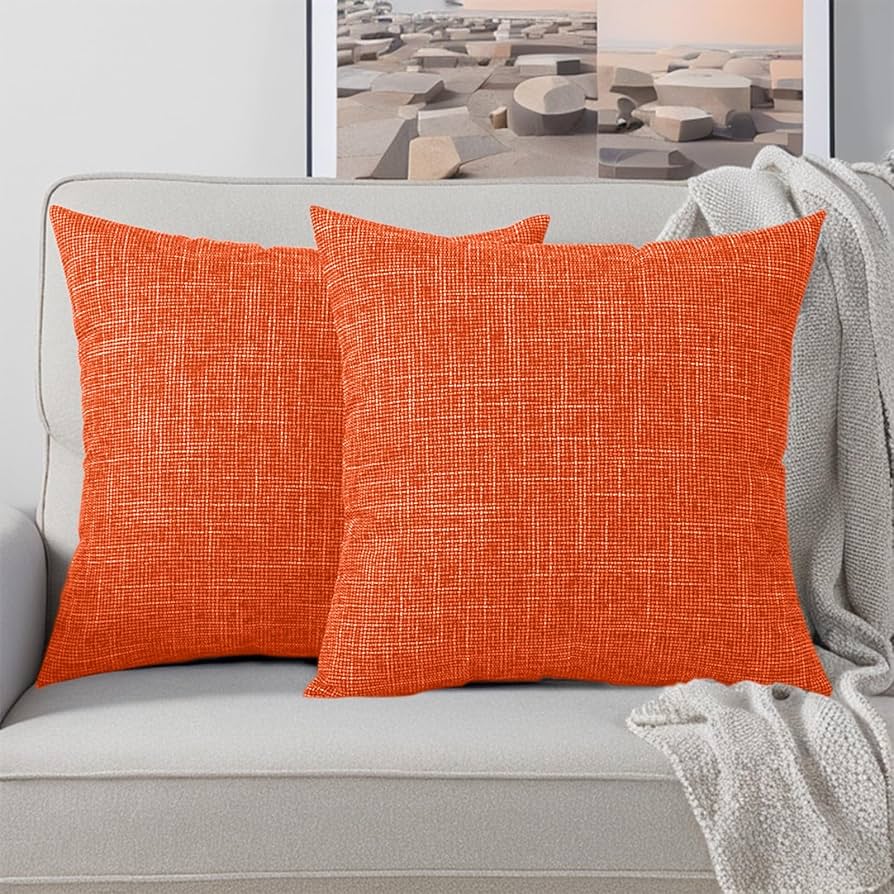 Amazon.com: Slub Linen Pillow Covers 12x12 Set of 2 for Couch Sofa ...