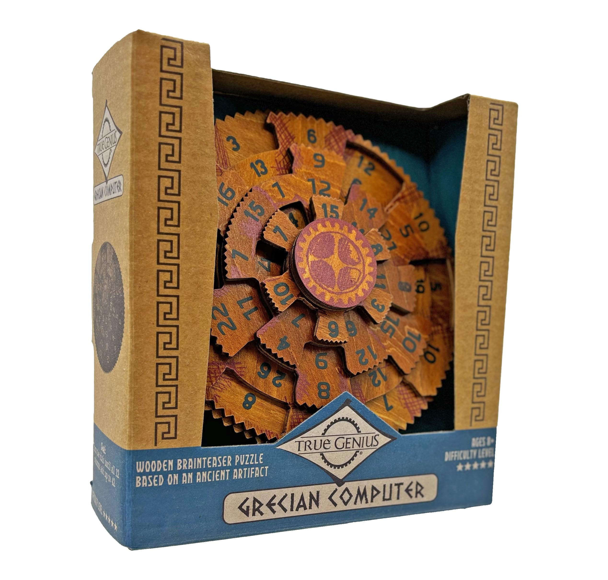 Project Genius Grecian Computer Mechanical Math Puzzle, Wooden Brainteaser Gift for History Buffs and Smart Kids, Teens, and Adults - True Genius Series Inspired by The Ancient Antikythera Mechanism