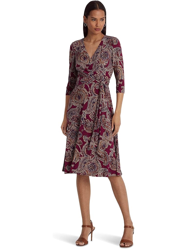 Lauren Ralph Lauren Paisley Surplice Jersey Dress