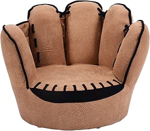 Costzon Kids Couch with Solid Wood Frame &amp; Baseball Glove Design, Children Armchair for Play Room, Nursery, Kindergarten, Kids Room, Gift for Boys &amp; Girls (Brown)