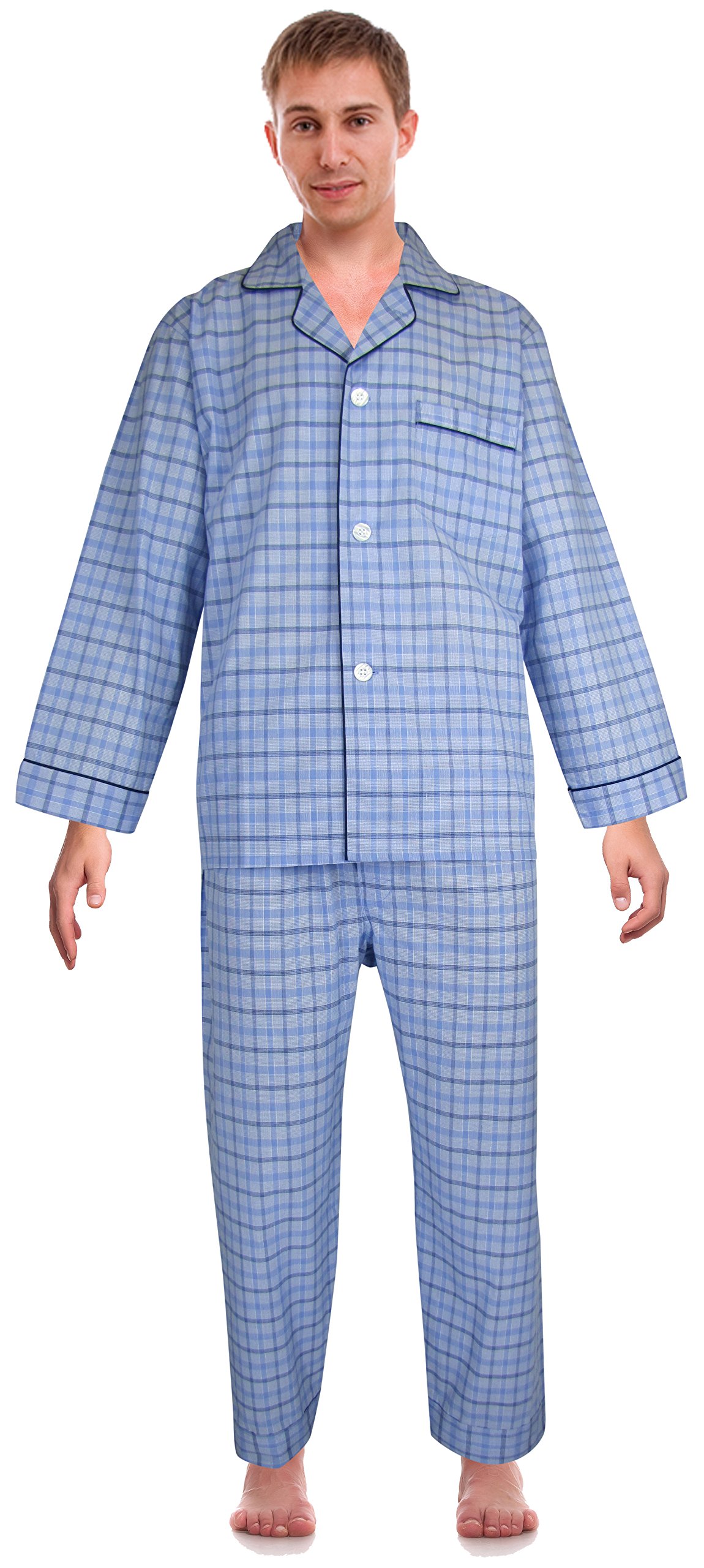 RK Classical Sleepwear Men’s Broadcloth Woven Pajama Set