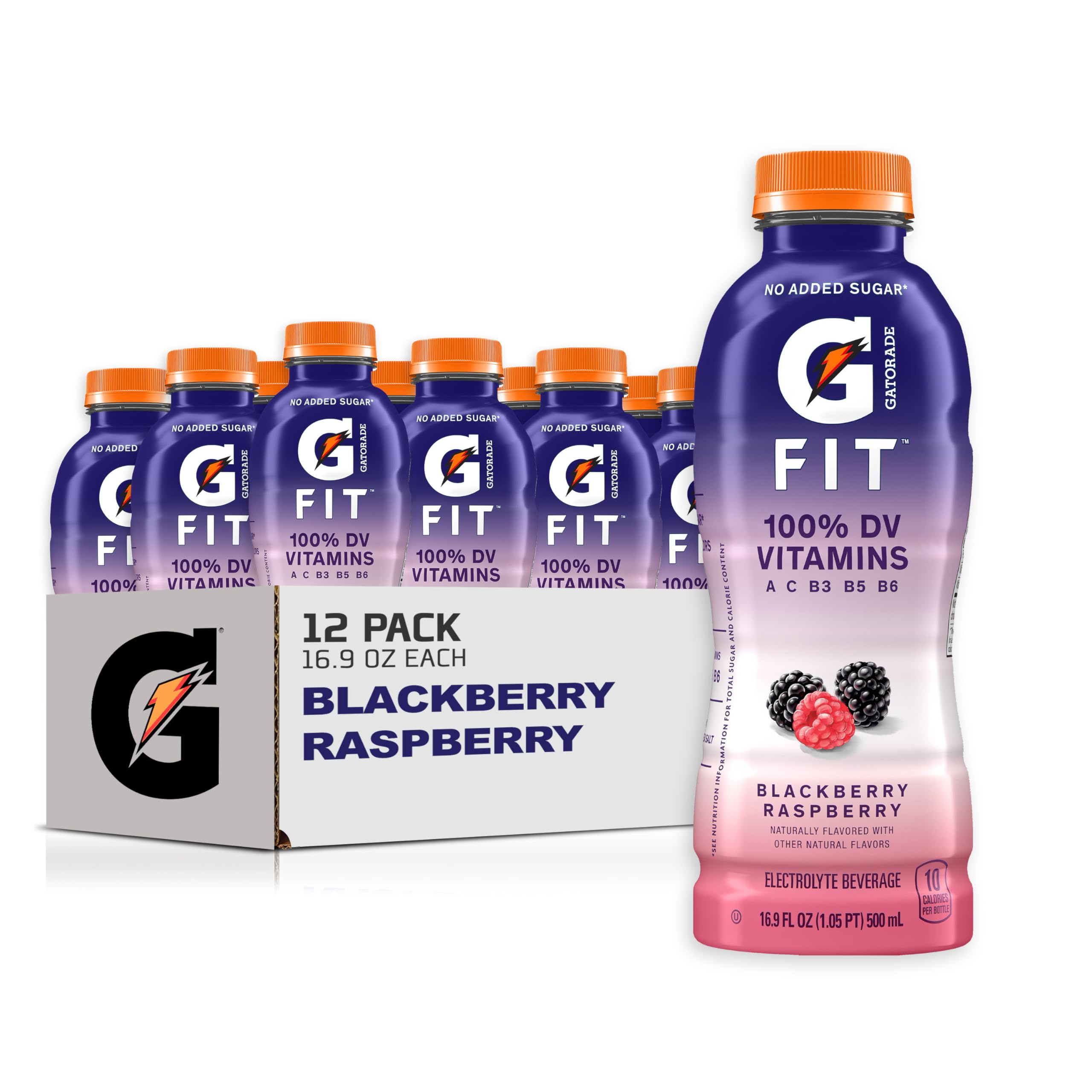 Gatorade Fit Electrolyte Beverage, Healthy Real Hydration, Blackberry Raspberry, 16.9.oz Bottles (12 Pack)