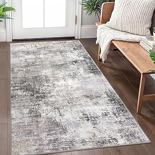 IOHOUZE Abstract Area Rug 3x5 Ft Washable Rugs for Entryway Indoor, Non Slip Kitchen Rug Printed Faux Wool Throw Rugs, Ind...