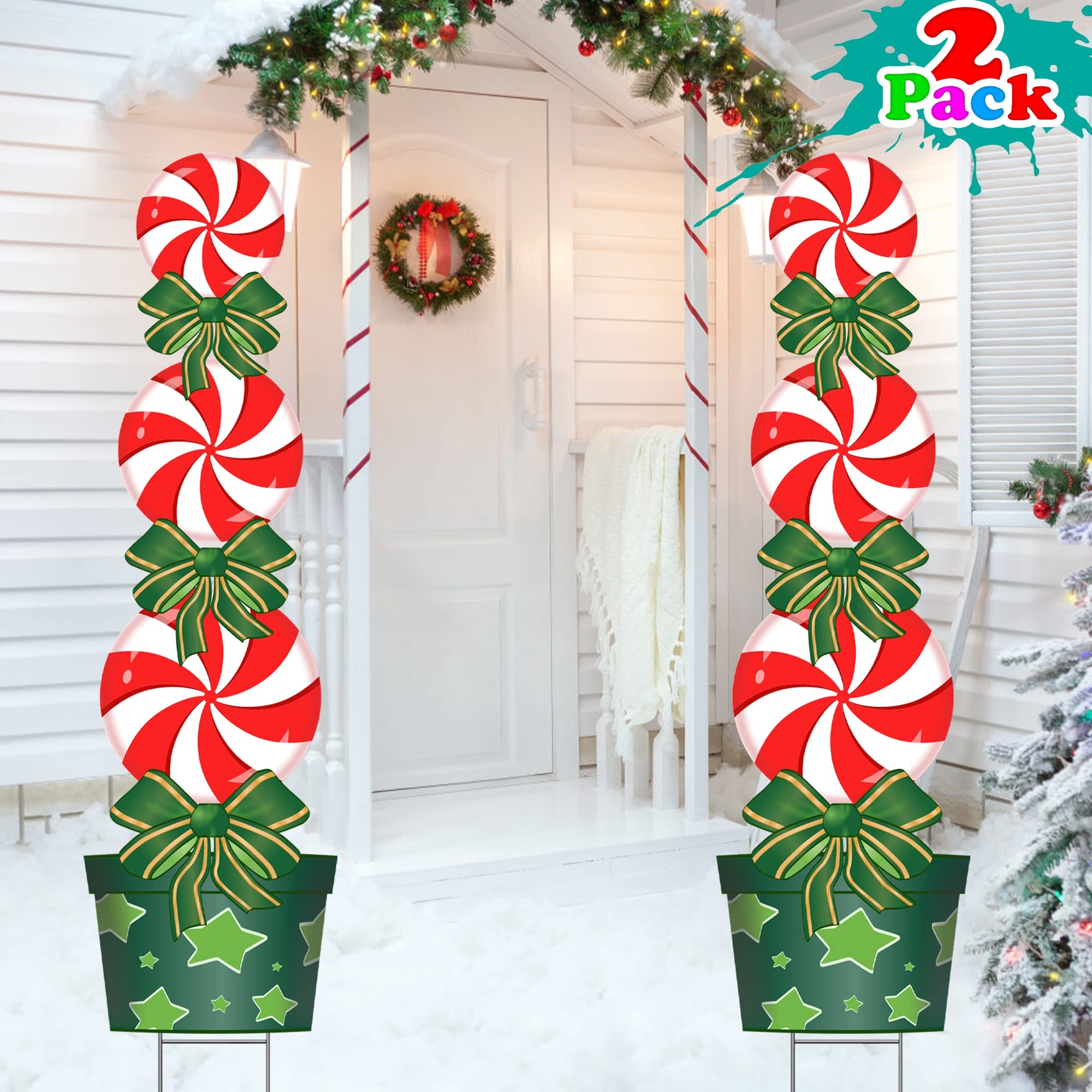 Amazon.com : Christmas Decorations Outdoor -2 Pack, 46.7In Xmas ...