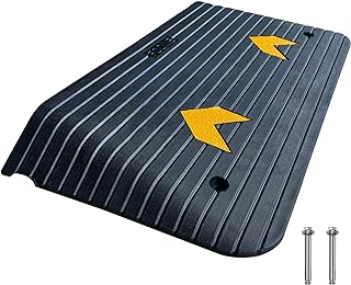 F COME Rubber Threshold Ramp for Doorways Heavy Duty 7.5cm 3" Rise Wheelchair Ramp, 1 Pack Recycled Rubber Power Curb Ramp...