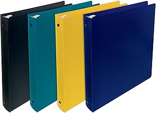 Better Office Products, 3 Ring Poly Binder with Pocket, 1 Inch, Letter Size, 4 Pack-Assorted Colors