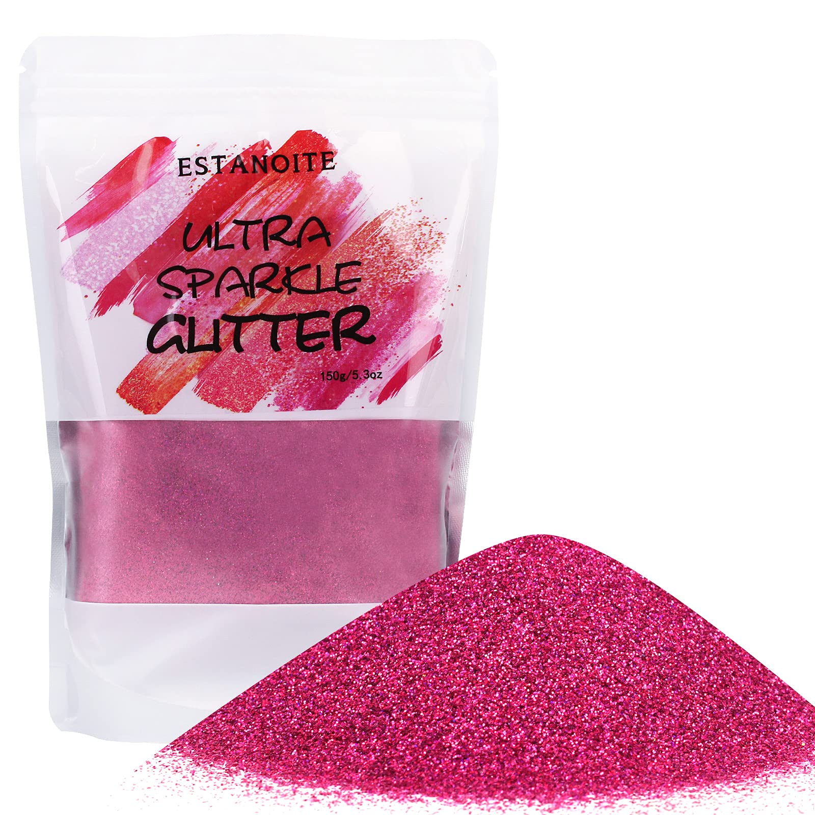 Holographic Fine  Glitter , Craft  Glitter  150g for Epoxy, Slime Tumblers, Cosmetic  Glitter  for Body Nail Face Eye, Resin  Glitter  for DIY Art Craft, Festival Decoration (Fuscia)