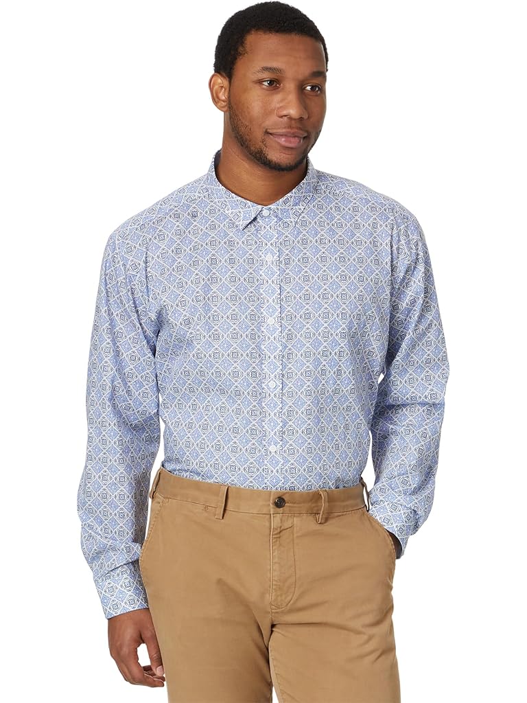 Blue Johnston & Murphy Mosaic Tile Print Shirt