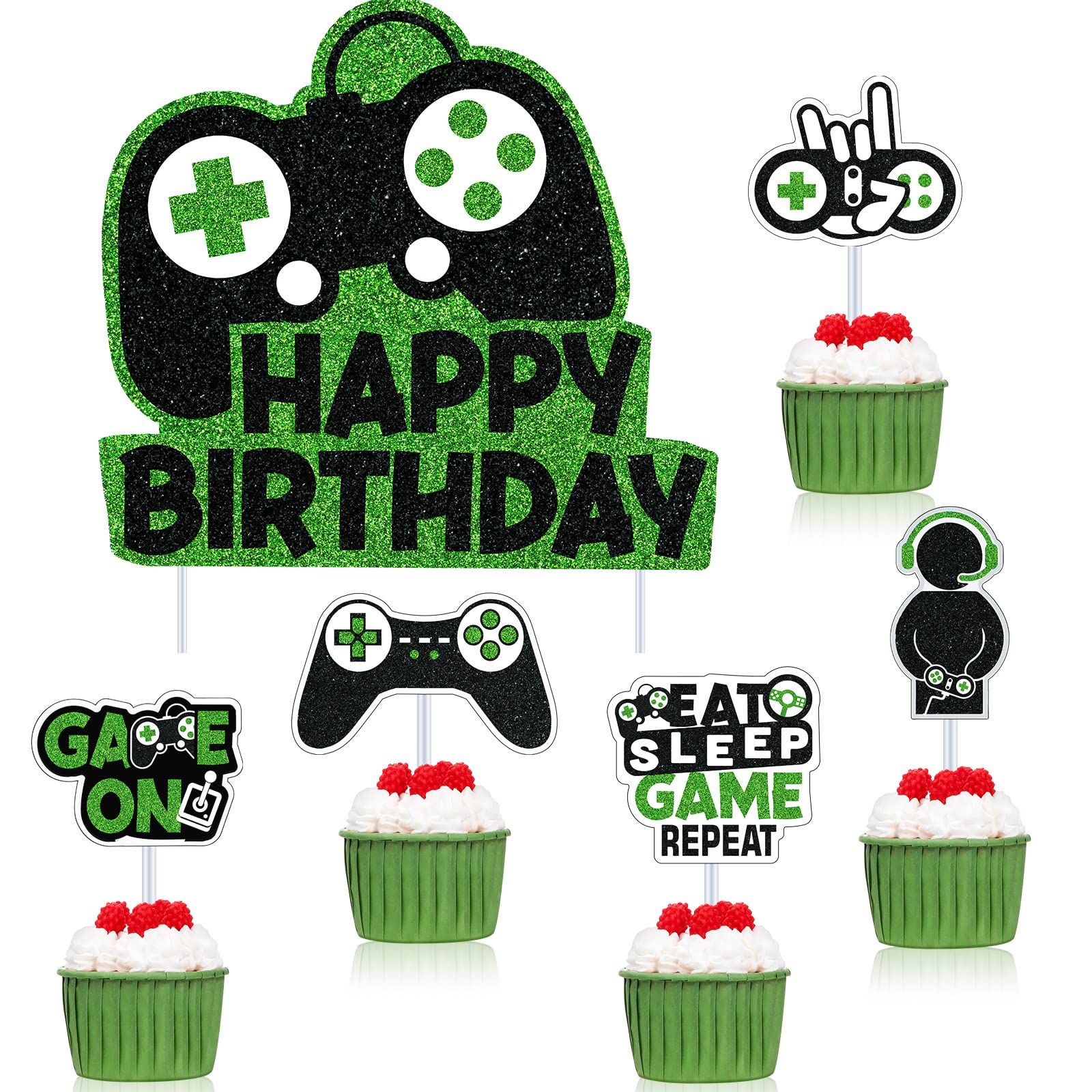 Amazon.com: 31 Piece Video Game Happy Birthday Cupcake Toppers ...