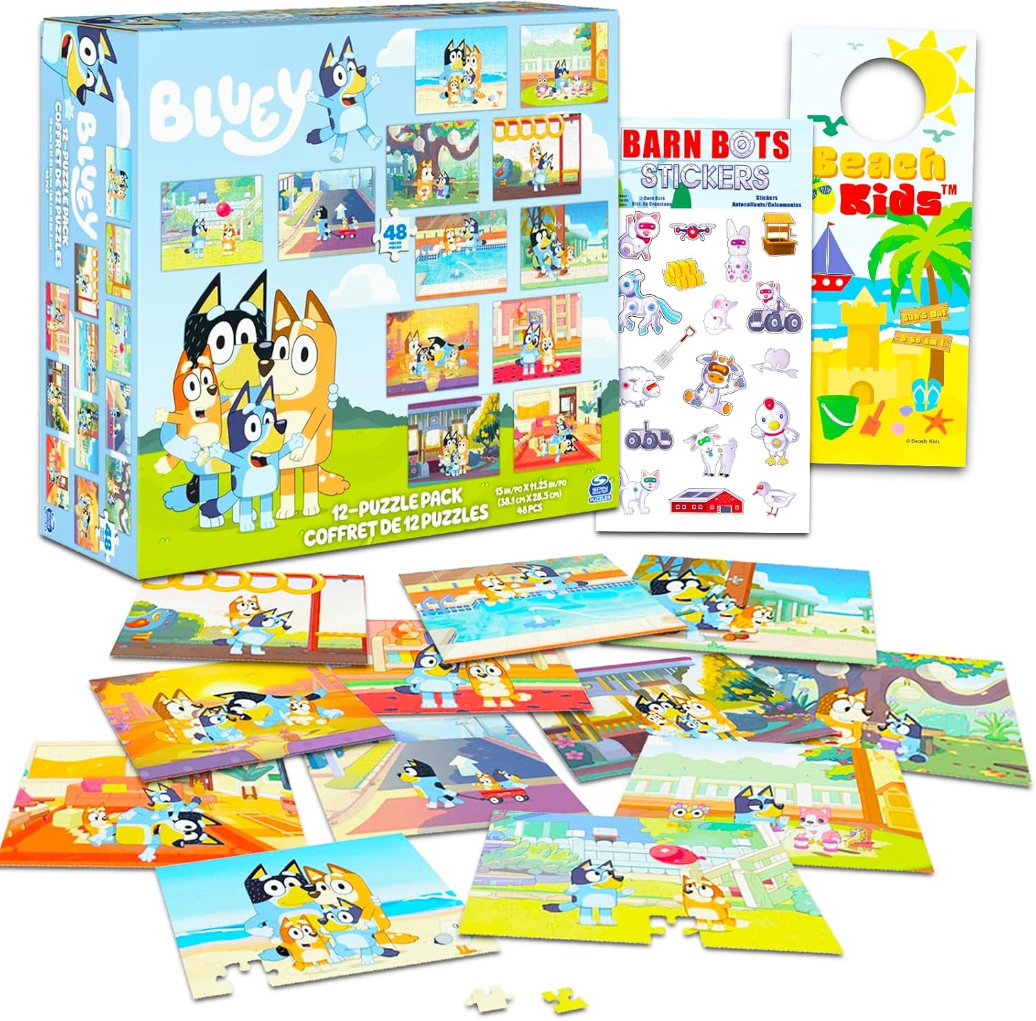 Amazon.com: Bluey Jigsaw Puzzle 12 Pack Bundle for Girls, Kids - Bluey ...