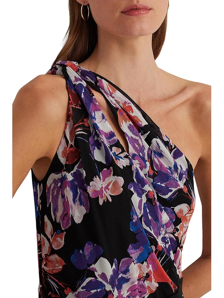 Lauren Ralph Lauren Floral Georgette One-Shoulder Dress