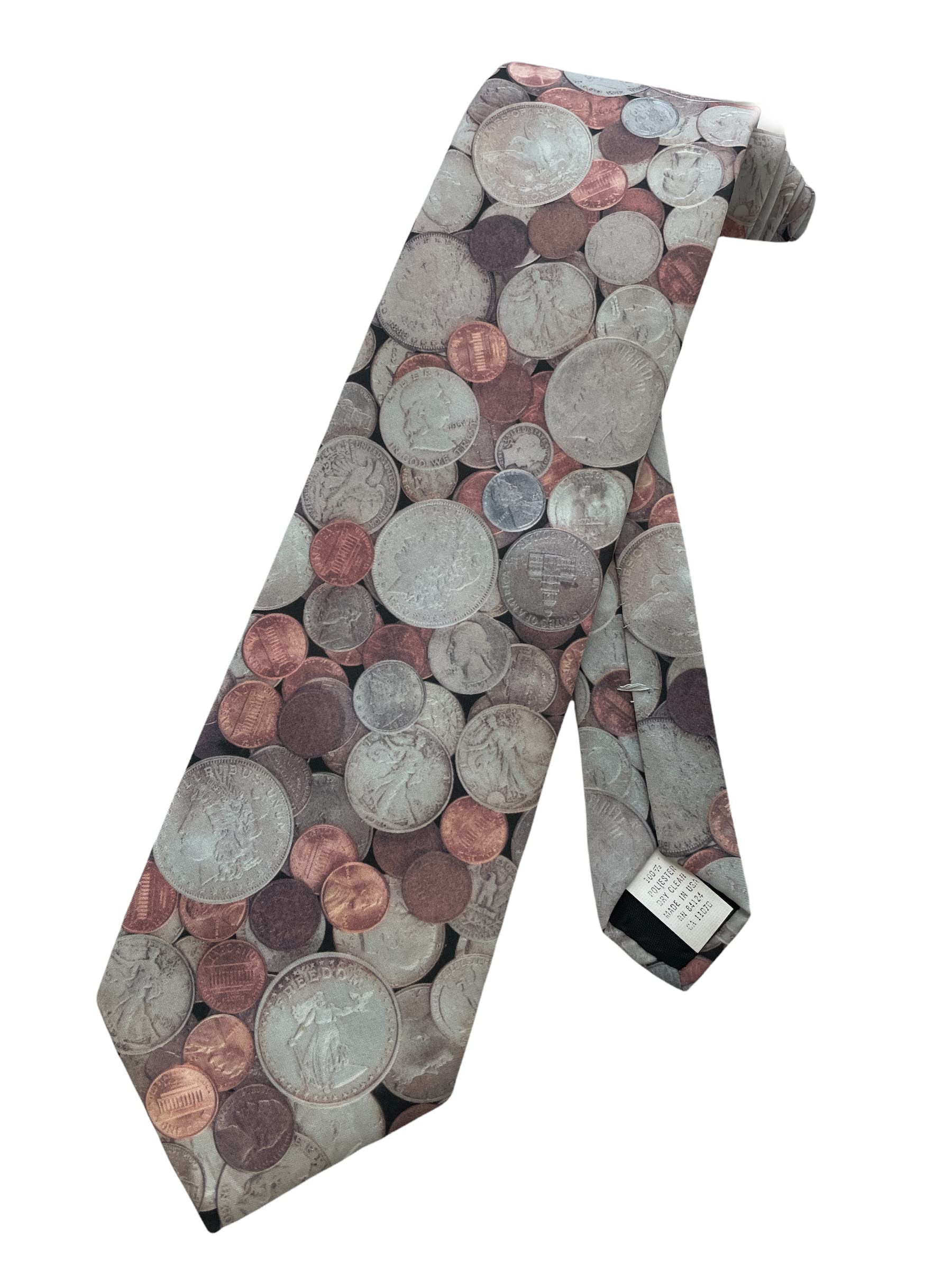 RM Style American Money Coins Coinage Quarters Dimes Nickels Pennies Accountant Necktie - Neck Tie