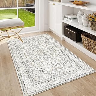 Lahome Oriental Washable Rug,3x5 Rug for Entryway Indoor Non-Slip,Ultra-Thin Soft Boho Area Rug for Bedroom,Traditional Vi...