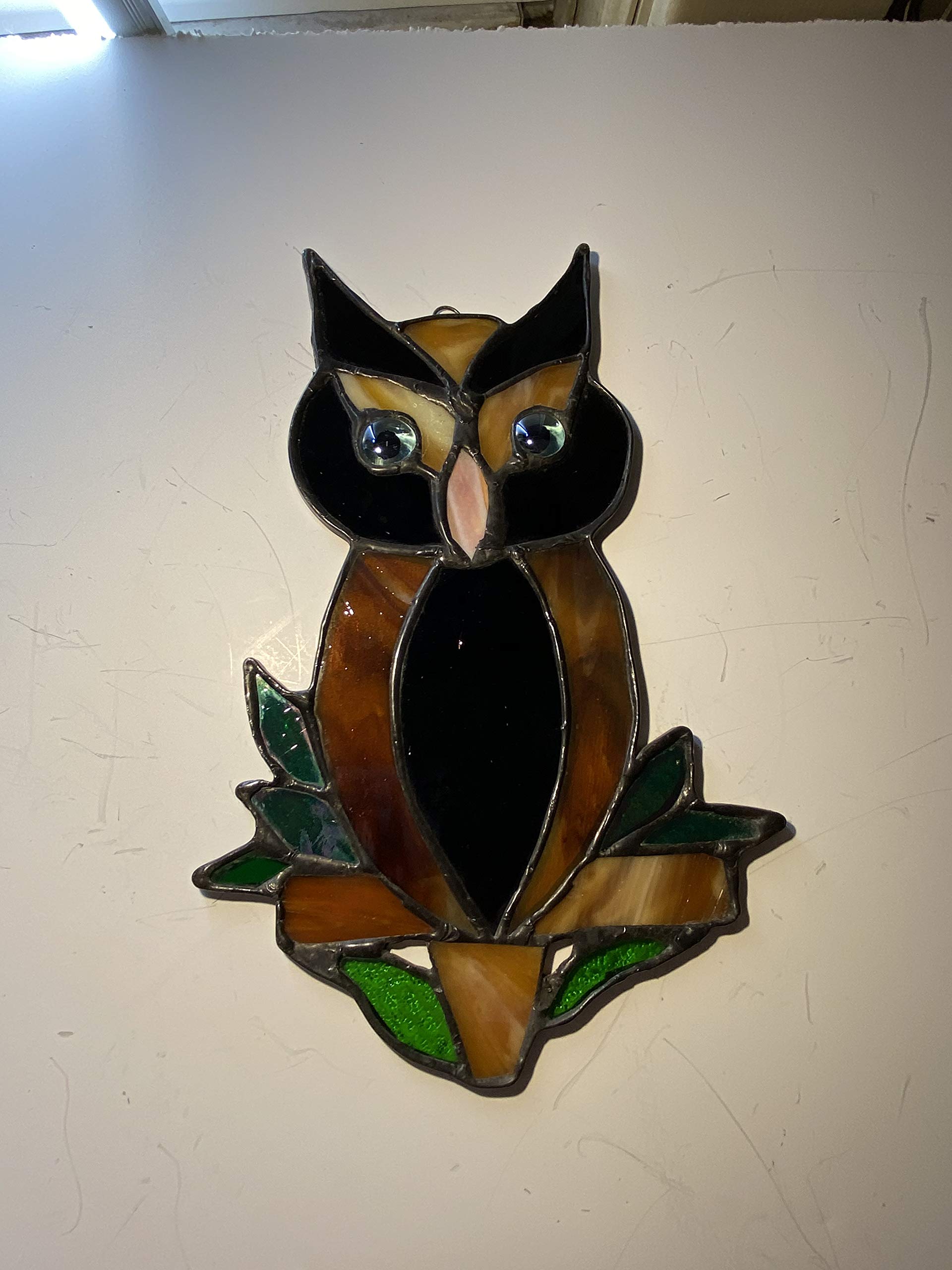 brown Owl stained glass