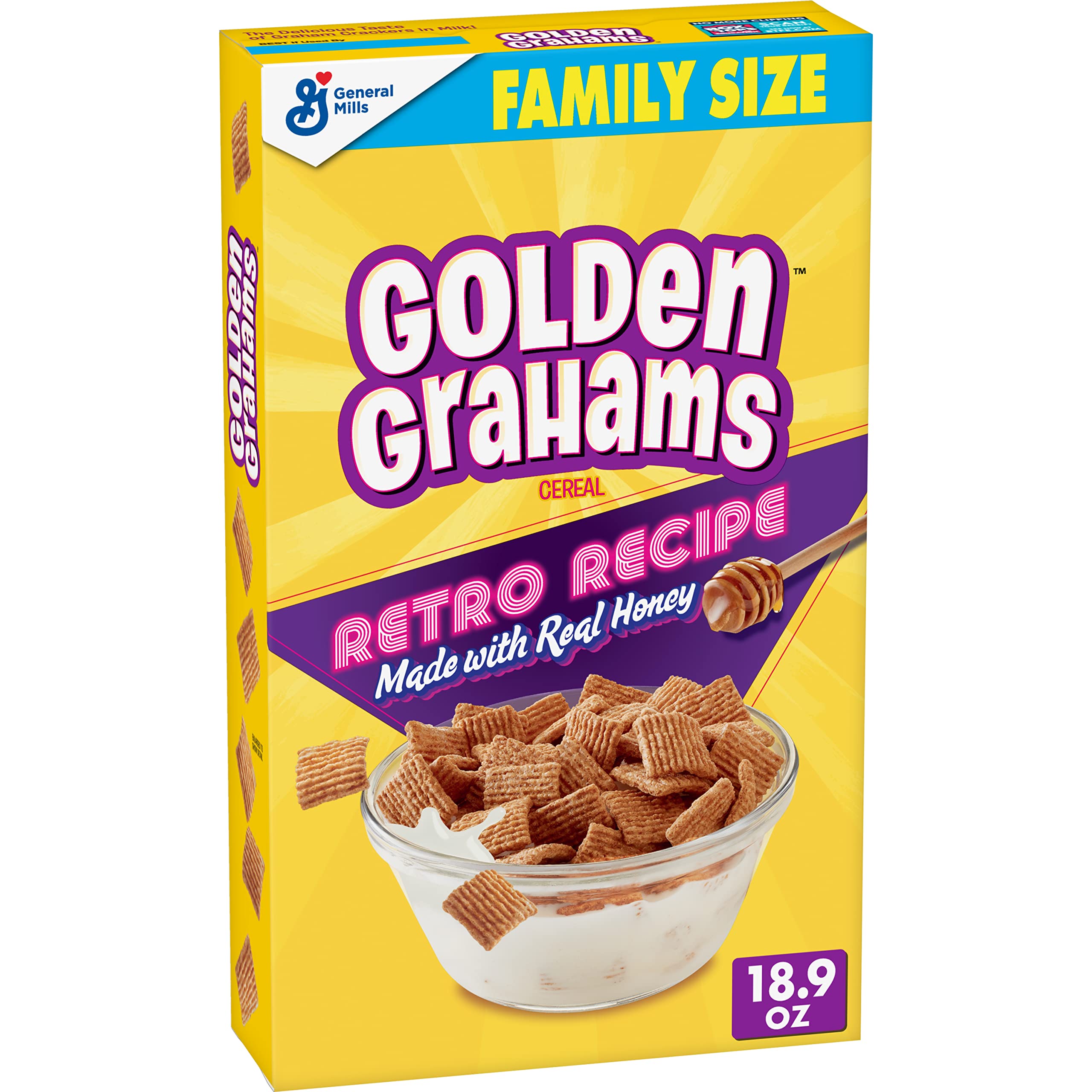 Golden Grahams Breakfast Cereal, Graham Cracker Taste, Made with Whole Grain, Family Size, 18.9 oz