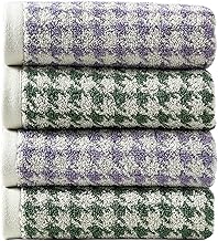 4Pcs Houndstooth Pattern Cotton Adult Bath Towels Soft Comfortable Absorbent Face Towels 34x75CM Cute Design Washcloths Ba...