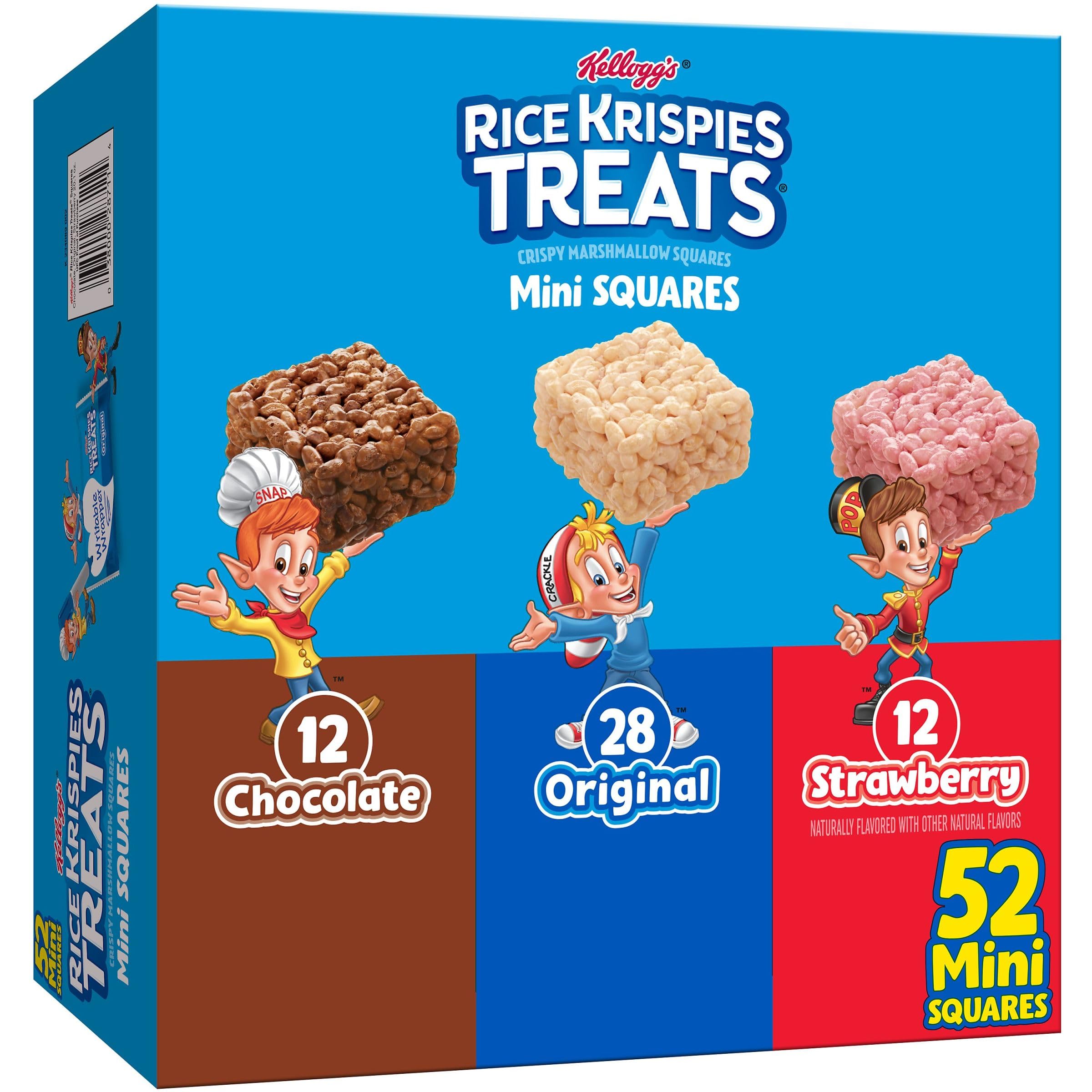 Rice Krispies Treats Mini Crispy Marshmallow Squares, Kids Snacks, Lunch Snacks, Variety Pack, 20.1oz Box (52 Bars)